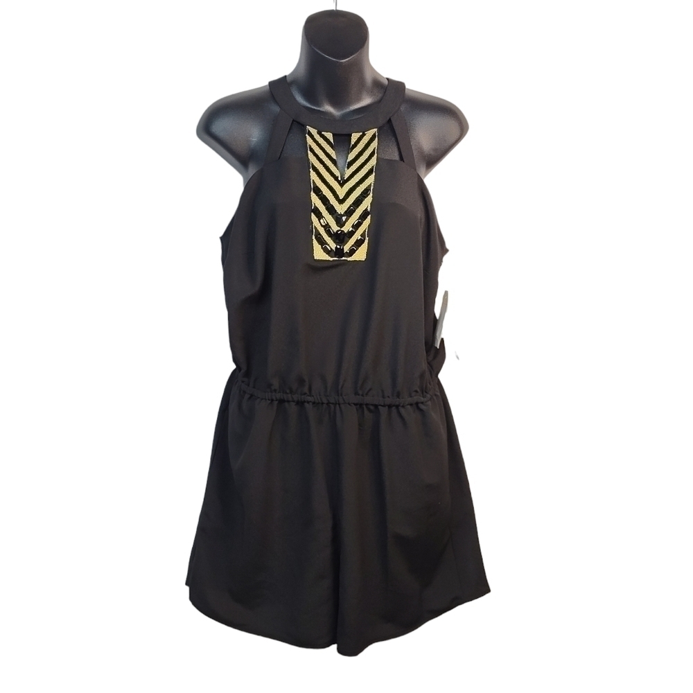Thalia Sodi Women's Black Embellished Pants Romper Size S NWT